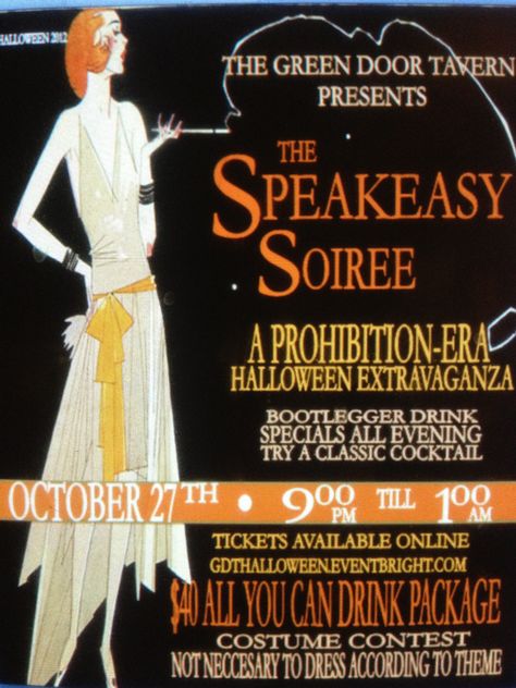 just for fun. speakeasy | Tickets for Halloween Speakeasy Soriee in Chicago from ShowClix Haunted Speakeasy Party, Halloween Speakeasy, Haunted Speakeasy, Spooky Speakeasy, Speakeasy Menu, Speakeasy Party Invitation, Thirteen Party, Prohibition Party, 1920s Speakeasy