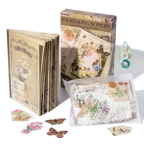 PRICES MAY VARY. Vintage Scrapbooking Supplies Pack - Pack of 3 scrapbooking stickers, scrapbook papers and double sided tape roller are packaged in a retro gift box. A large collection of all kinds of vintage style junk journal goodies. The gift box package is perfect for scrapbooking beginners or journaling enthusiasts. Nature Themed Junk Journal Ephemera Kit - Each kit comes with 2 pack assorted paper & sticker, including 120 pieces of matte writing paper, 80 pieces of translucent washi stick Scrapbook Paper Aesthetic, Vintage Journaling, Beginner Scrapbooking, Vintage Scrapbooking, Journaling Kit, Stickers Scrapbook, Journaling Kits, Scrapbook Materials, Decal Paper