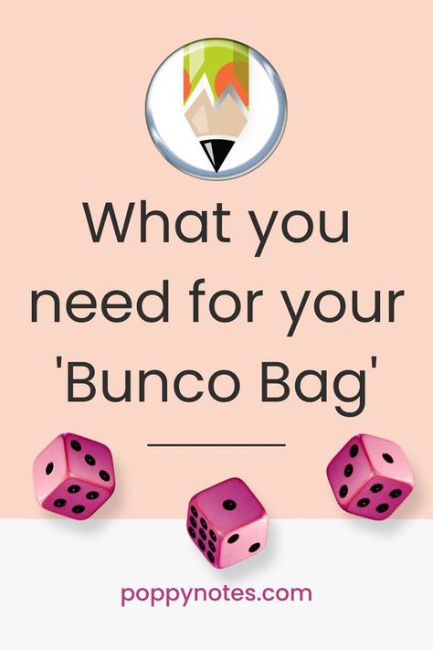 What you need for your Bunco Bag - poppynotes.com - pink dice Party Fun Ideas, Bunco Party, Important People, Party Fun, Fun Ideas, Have Fun, Get Ready, Party Invitations, Texts