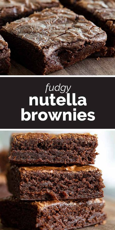 You are only 3 ingredients away from these rich and decadent fudgy Nutella Brownies! One bowl and 30 minutes, and you’ll have have a dessert that everyone will devour. #recipe #brownies #nutella Nutella Brownies 3 Ingredient, Desserts With Nutella, Brownies Nutella, Dessert Nutella, Easy Nutella Brownies, Desserts Nutella, Nutella Recipes Brownies, Taste And Tell, Nutella Fudge