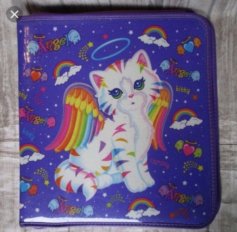 Lisa Frank Binder, Lisa Frank Birthday Party, Zipper Binder, Lisa Frank Stickers, Nostalgia Core, 2000s Nostalgia, Fun Crafts To Do, Angel Cat, Purple Sparkle