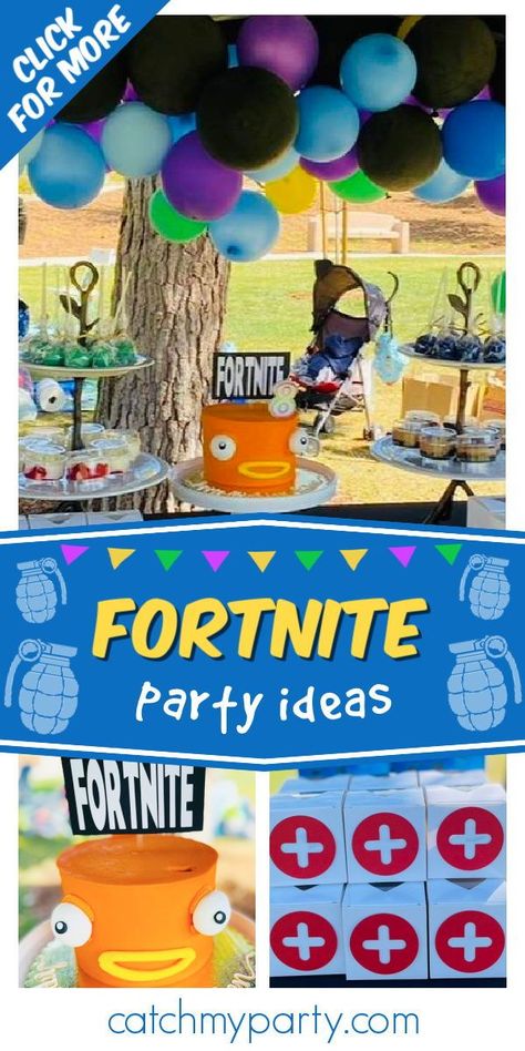 Check out this awesome Fortnite party! The dessert table is fantastic! See more party ideas and share yours at CatchMyParty.com Video Game Party Theme, Fortnite Birthday Party, Cupcake Party Favors, Fortnite Party, Fortnite Birthday, Video Game Party, Party Trends, Themed Desserts, Birthday Party For Teens