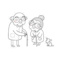 Smiling standing old people grandma and grandpa Vector Image Grandmother And Grandfather, Fairy Cartoon, Family Vector, Newborn Mom, Fish Vector, Dog Vector, Cartoon Boy, Cute Cartoon Characters