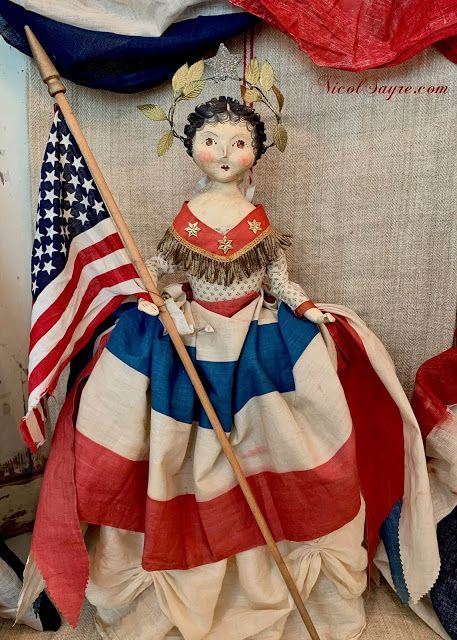 Nicol Sayre, Americana Summer, Patriotic Doll, Patriotic Images, Assemblage Art Dolls, Primitive Americana, America Decor, 4th July Crafts, Patriotic Art