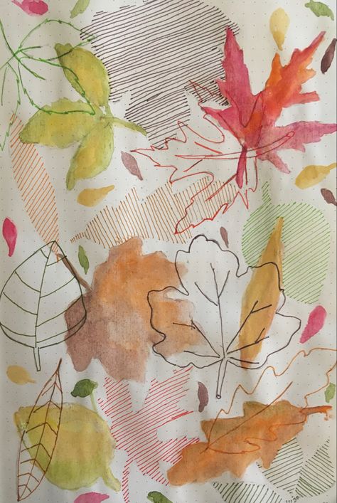 Autumn Watercolour, Daily Art Journal, Spackle Art, Orange Elephant, November Art, Autumn Paper, Photography Collage, Eco Print, Colour Theory