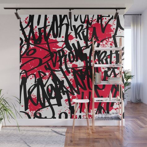 Graffiti Room Ideas Bedrooms, Graffiti Room Ideas, Punk Interior Design, Easy Wall Murals, Graffiti Wall Mural, Graffiti Decor, Graffiti Room, Urban Wall Art, Illustrations Art