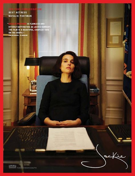 Jackie, starring Natalie Portman - For Your Consideration Jackie Natalie Portman, Jackie Film, Jackie 2016, Jacqueline Bouvier, Black Person, Movies 2017, Natalie Portman, Film Posters, Best Actress