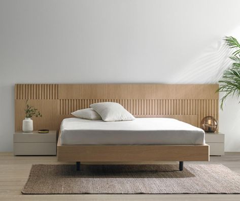 Oak Bed Frame, Bed Headboard Design, Studio Interior Design, Dekorasi Kamar Tidur, Cama King, Simple Bed, Bedroom Bed Design, Bed Furniture Design, Headboard Designs