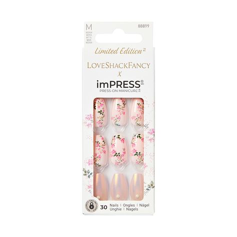 PRICES MAY VARY. Floral Beautify At Your Fingertips: imPRESS Manicure has partnered with iconic fashion brand LoveShackFancy to create an enchanting limited edition collection; 8 fanciful press-on manis feature LoveShackFancy's romantic hero prints Press On & GO: Slimmer & super comfortable mani in minutes; Revolutionary PureFit Technology; Super Hold Adhesive; No glue or polish required & no drying time; Chip-proof, smudge-proof, & waterproof; Hassle-free removal won't damage your natural nails Impress Manicure, Impress Nails, Medium Coffin, Coffin Press On Nails, Valentine's Day Nails, Nail Accessories, Gel Manicure, Perfect Nails, Holiday Nails