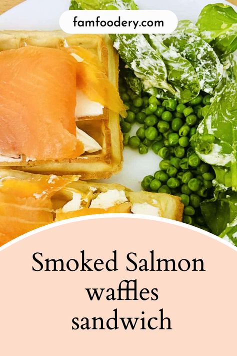 Smoked salmon waffles with cream cheese sauce is a great recipe to put together quickly and can be served for breakfast, lunch, or even a light dinner. Salmon Waffles, Waffles With Cream Cheese, Cream Cheese Sauce, Dinner Party Dishes, Waffle Sandwich, Dinner Inspiration, Nutritious Breakfast, Delicious Breakfast Recipes, Cooking Salmon