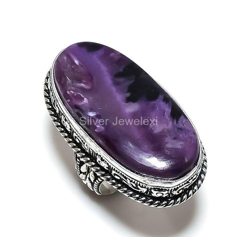 Artisan Stone Ring, Gift Her, Daughter Gifts, Birthday Stone Ring, Russian Charoite, Purple Charoite Ring, Charolite Jewelry, Charoite Rings, 925 Silver Band, Genuine Charoite, Silver Wedding Band, 925 Sterling Jewelry, Boho Ring Birthday Stone, Silver Wedding Band, Ring Purple, Silver Wedding Bands, Purple Band, Sterling Jewelry, Jewelry Boho, Boho Ring, Gifts Birthday