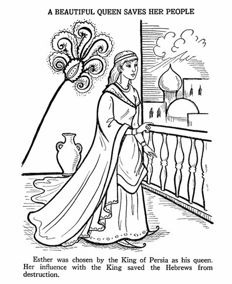 Bible Printables - Old Testament Bible Coloring Pages - Ester 1 Esther Coloring Page, Queen Esther Bible Story, Queen Esther Bible, Ryan Sullivan, Esther Bible, Bible Coloring Sheets, Old Testament Bible, Sunday School Coloring Pages, Bible Artwork