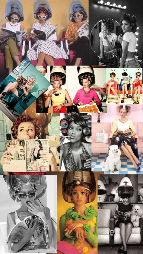 Rollers In Hair Aesthetic, Roller Photoshoot, Hair Rollers Photoshoot, Salon Mood Board, Photoshoot Mood Board, Salon Photoshoot, 22 Bday, Hair Mood Board, Photoshoot Set