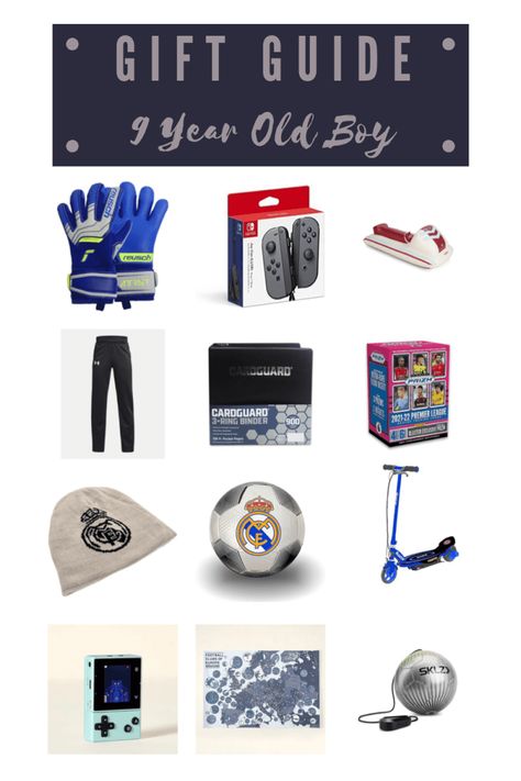 Gift Guide: 9 Year Old Boy Gifts Toys For 9 Year Boy, Gifts For 9 Year Boy, Boy Gifts Ideas, Soccer Trainer, Goalie Gloves, Soccer Cards, Snow Tubing, Boy Gifts, Learn To Code