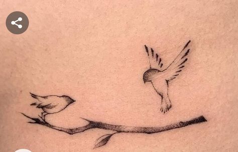 Sparrow On A Branch Tattoo, Lark Tattoo Birds, Small Robin Tattoo, Bird On Branch Tattoo, Sista Tattoo, Lovebirds Tattoo, Birds On A Branch Tattoo, Bird Branch Tattoo, Simplicity Tattoos