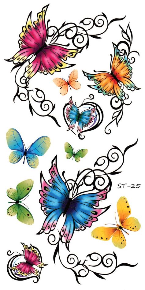 Supperb  Temporary Tattoos - Elegant, Colorful Butterflies Tattoo (Set of 2) (As an Amazon Associate I earn from qualifying purchases) Elegant Butterfly Tattoo, Tattoos Colorful, Gift Set Beauty, Colorful Butterfly Tattoo, Butterflies Tattoo, Tattoo Background, Halloween Makeup Scary, Tattoo Set, Shop Gift