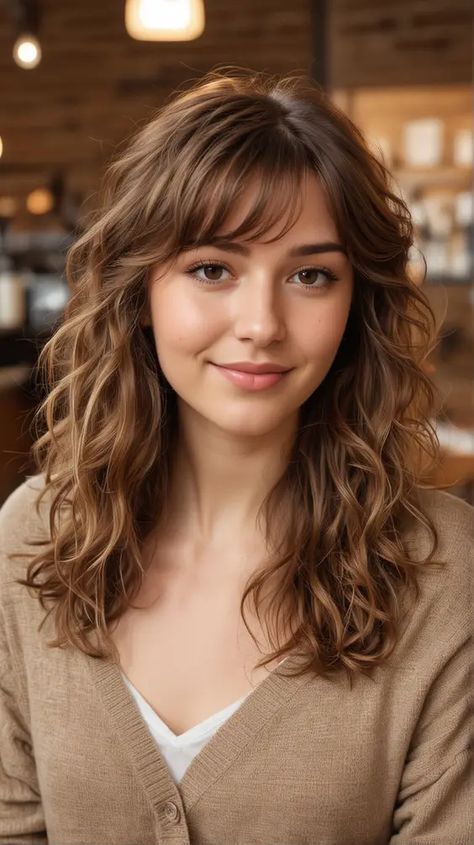 23 Trendy Summer Hairstyles 2024: Floral, Scarf Styles & Curtain Bangs Surfer Bangs, Curly Side Swept Bangs, Curtain Side Bangs, Curtain Bangs Long Wavy Hair, Curtain Bangs Medium Hair Curly, Mermaid Haircut, Wavy Hairstyles With Bangs, Wavy Hair Curtain Bangs, Bangs With Curly Hair