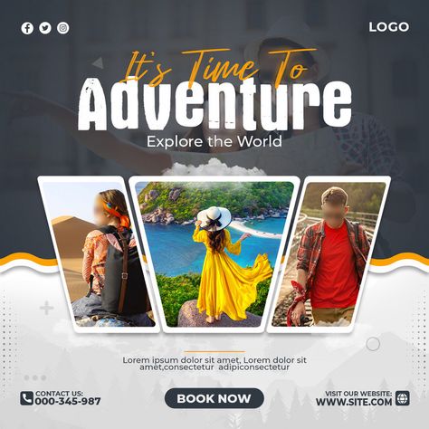 Travel And Tours Adventure Holiday Social Media Instagram Post Design Template#pikbest#Templates#Others New Year Post, Instagram Post Design, Travel Poster Design, Texture Graphic Design, Feed Ig, Adventure Holiday, Travel Logo, Tour Posters, Travel Images