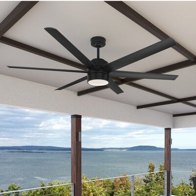 Outdoor Ceiling Fans With Light Covered Patios, Large Outdoor Ceiling Fans, Patio Fans Covered Porches, Living Room Ceiling Fan With Light, Outdoor Fans Ceiling Covered Patios, Large Ceiling Fan Living Rooms, Covered Porch Ceiling Ideas, Black Porch Ceiling, Covered Patio Ceiling Ideas