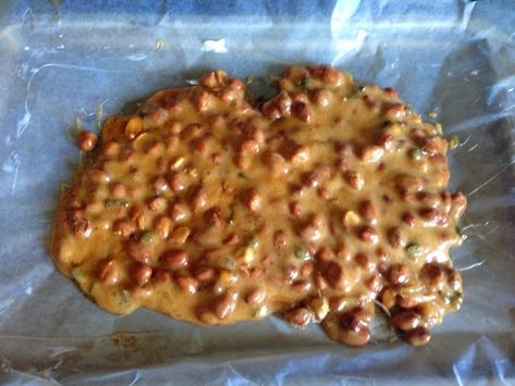 Jalapeño Peanut Brittle, Jalapeno Peanut Brittle Recipe, Jalapeno Peanut Brittle, Jacques Pepin Recipes, Microwave Peanut Brittle, Candy Bar Recipe, Peanut Brittle Recipe, Raw Peanuts, Brittle Recipes