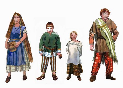 La guerre des Gaules: Famille gauloise Pictish Warrior, Celtic Costume, European Costumes, Celtic Clothing, Celtic Warriors, Ancient Celts, European Outfit, Empire Romain, Celtic Culture