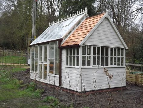 Greenhouse Shed Combo Plans, Diy Potting Shed, Contemporary Greenhouses, Greenhouse Shed Combo, Shed Greenhouse, Window Greenhouse, Large Greenhouse, Greenhouse Shed, Backyard Buildings