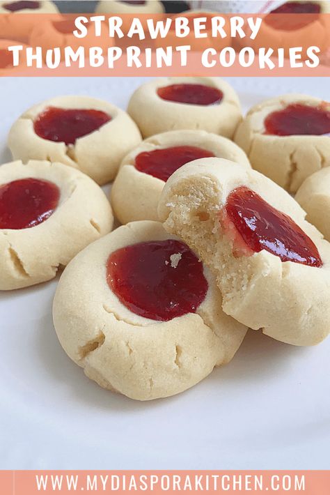 Strawberry Thumbprint Cookies | You can’t beat it - My Diaspora Kitchen Strawberry Thumbprint Cookies, Best Thumbprint Cookies, Cookies Thumbprint, Puppy Chow Chex Mix Recipe, Healthy Peanut Butter Cookies, Jam Thumbprint Cookies, Thumbprint Cookies Recipe, Easy Peanut Butter Cookies, Buttery Shortbread Cookies