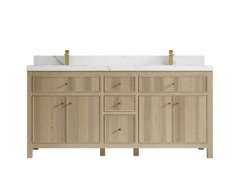 Willow Collections 72'' Free Standing Double Bathroom Vanity with Quartz Top | Wayfair Calacatta Nuvo, Oak Vanity, Stock Cabinets, Double Sink Bathroom, Vanity Countertop, Double Sink Bathroom Vanity, Sonoma Oak, Sink Bathroom Vanity, Double Bathroom Vanity