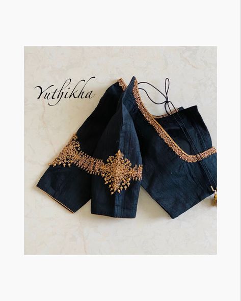 Simple Wedding Blouse Designs, Aari Blouses, Black Blouse Designs, Embroidery Simple, Blouse Maggam Work, Maggam Work Blouse, Latest Model Blouse Designs, Cutwork Blouse Designs, Blouse Design Images