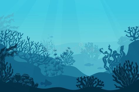 Under The Sea Graphic Design, Ocean Illustration Underwater, Undersea Illustration, Ocean Animation, Bottom Of Ocean, Underwater Vector, Underwater Seascape, Underwater Illustration, Ocean Vector