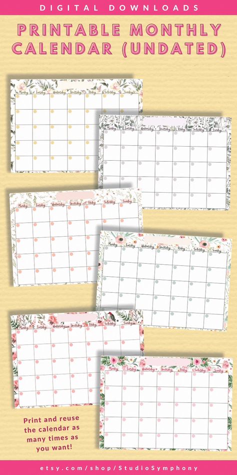 Templates For Goodnotes, Planner Monthly Layout, Calender Printables, Undated Monthly Calendar, Free Wedding Planner Printables, Free Wedding Planner, Modern Floral Design, Wedding Planner Printables, Kids Planner