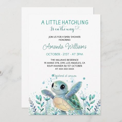 Blue Sea Turtle Baby Shower Invitation | Zazzle Baby Shower Turtle Theme, Turtle Baby Shower Theme, Turtle Cute, Blue Sea Turtle, Turtle Baby Shower, Turtle Theme, Turtle Baby, Birthday Sweet 16, Baby Sea Turtle