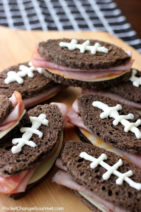 Football Sandwiches, Sugar Cubes Diy, Shaped Sandwiches, Slow Cooker Cabbage Rolls, Football Party Foods, Football Snacks, Football Party Food, Sweet Potato Breakfast, Superbowl Snacks