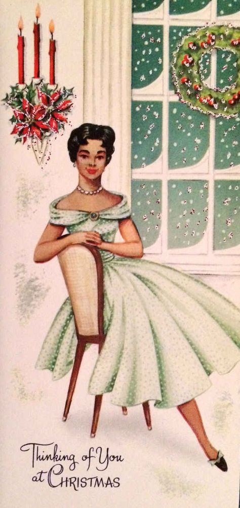 Thinking of you, while looking glamorous. | 17 Beautifully Festive African-American Christmas Cards From The 1950's And '60s African American Christmas, American Christmas, Illustration Noel, Vintage Christmas Images, Christmas Graphics, Christmas Style, Old Christmas, Old Fashioned Christmas, Black Christmas