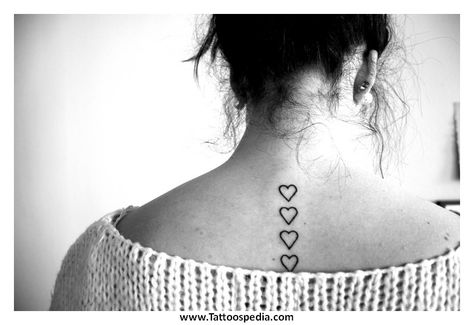 4 Hearts Tattoo, Tattoo Down Spine, Hearts Tattoo, Key Tattoos, Back Of Shoulder Tattoo, Tattoo For Son, Infinity Tattoos, Heart Tattoo Designs, Spine Tattoo