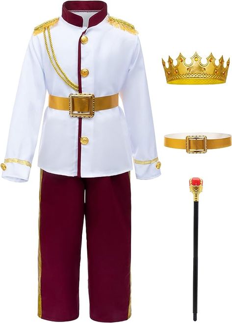 TOGROP Prince Charming Costume for Kids Boys Royal Prince King Outfit Party Cosplay 4-10 Years Prince Costume For Boy, Kids Pumpkin Costume, Costume For Kids Boys, Prince Charming Costume, Descendants Costumes, Prince Costume, Prince Clothes, Royal Clothes, Carnival Dress