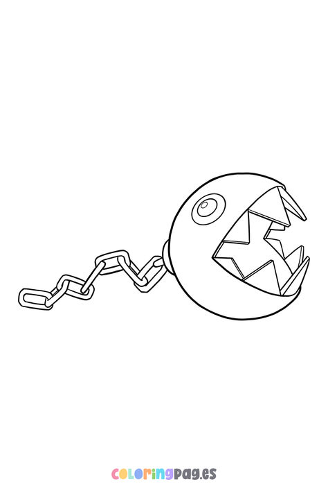 Discover fun and creative ways to engage your kids with our free Chain Chomp coloring page, perfect for all Super Mario fans! Mario Chain Chomp, Super Mario Tattoo, Chain Chomp, Mario Tattoo, Super Mario Coloring Pages, Chain Tattoo, Mario Coloring Pages, Gaming Tattoo, Super Mario Art