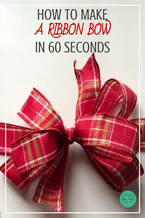 Video tutorial and step-by-step directions help you create a bow from ribbon!  If you're looking for an alternative to sticky bows and curling ribbon, look no further!  This gift wrapping time saver will help you wrap beautiful gifts in no time.    #giftwrap #giftwrapping #timesaver  #easygiftwrapping  #ribbonbow Ribbon On Gift, Make A Ribbon Bow, Making Bows For Wreaths, How To Make A Ribbon Bow, Bows For Presents, Bow With Ribbon, Advent Calendar Diy, Bow Making Tutorials, Christmas Bows Diy