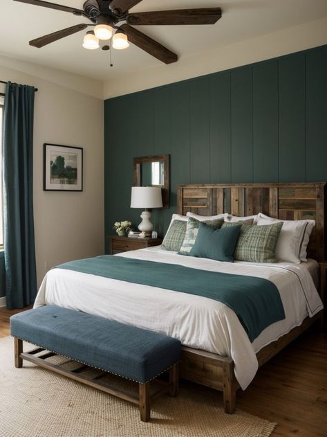 Accent Wall Basement, Basement Color Ideas, Emerald Bedroom, Basement Color, Bold Accent Wall, Emerald Green Bedrooms, Trendy Paint Colors, Basement Colors, Green Bedroom Walls