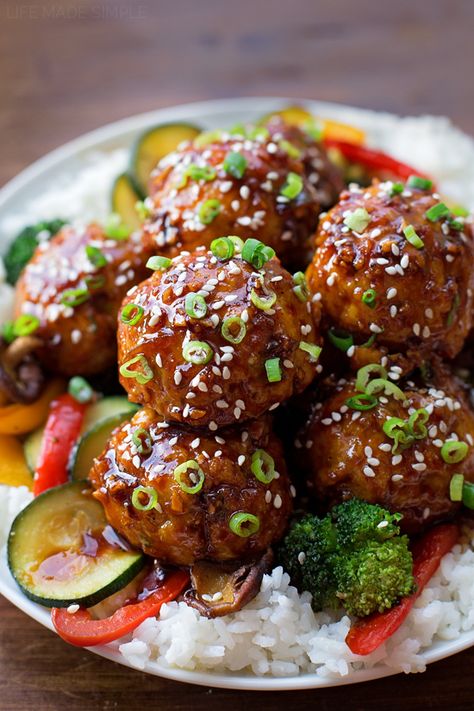 Sticky Asian Meatballs | lifemadesimplebakes.com Sticky Meatballs, Sticky Asian Meatballs, Asian Meatballs, Perfect Meatballs, Mapo Tofu, Pork Meatballs, Chicken Tenderloins, Recipes Beef, Meatball Recipe