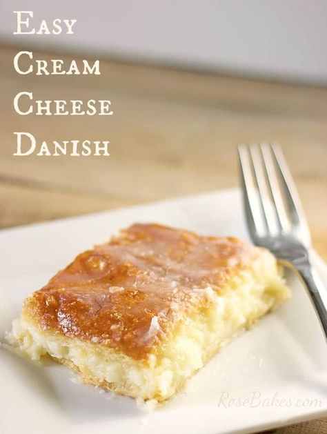 This Easy Cream Cheese Danish is an easy and delicious breakfast recipe made with canned crescent rolls, vanilla, cream cheese and sugar! Easy Cream Cheese Danish Recipe, Easy Cream Cheese Danish, Breakfast Cheese Danish, Cream Cheese Danish Recipe, Crescent Roll Breakfast Recipes, Cream Cheese Breakfast, Homemade Breakfast Recipes, Cheese Danish Recipe, Danish Recipe