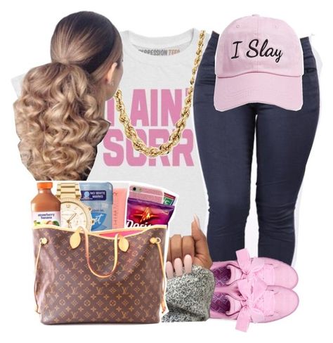 "5:13" by legendaryjordyn ❤ liked on Polyvore featuring Steve Madden Single Clothes, Queen Clothes, Hood Girls, Fly Fits, Queen Outfit, Clothes Outfit, Dope Fits, Yellow Gold Necklace, Lace Up Sneakers