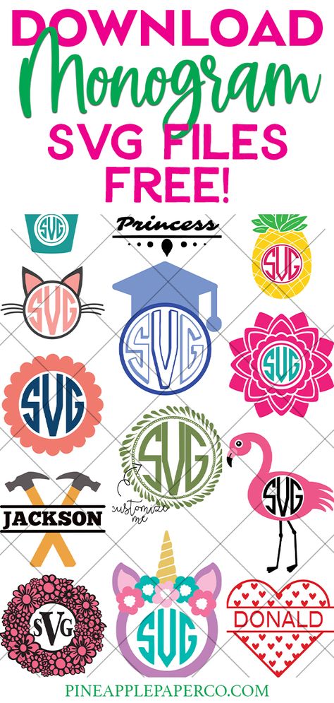 Free Pineapple Monogram SVG File PLUS 15 MONOGRAM SVGs for FREE at Pineapple Paper Co. #totallyfreesvg # freesv #svgfile #monogramframe #monogramsvg #cricut #pineapplemonogram Cricut Monogram Font, Pineapple Monogram, Create Monogram, Free Monogram Fonts, Monogram Printable, Cricut Svg Files Free, Cricut Monogram, Expressions Vinyl, Cricut Expression