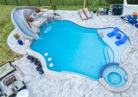 Grotto Waterfall, Beach Entry Pool, Living Pool, Dream Backyard Pool, Home Decor Apartment, Pools Backyard Inground, Backyard Plan, Pool Remodel, Backyard Pool Landscaping