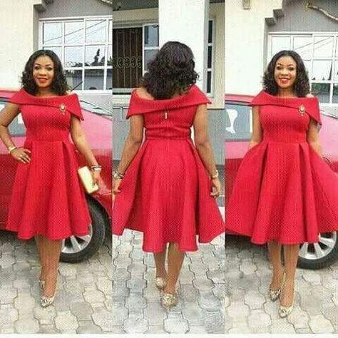 Red Ankara Dress Styles, Red Ankara Dress, Short Flare Gown Styles, English Gown Styles, Short Flare Gown, Flare Gown Styles, Kente Fashion, Kente Fabric, Fabric Styles