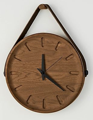 Modern Decorative Objects, Modern Wall Clocks, Small Wall Clock, Entryway Inspiration, Leather Wall, Rug Inspiration, Entryway Living Room, Living Room Accent Tables, Office Furniture Modern