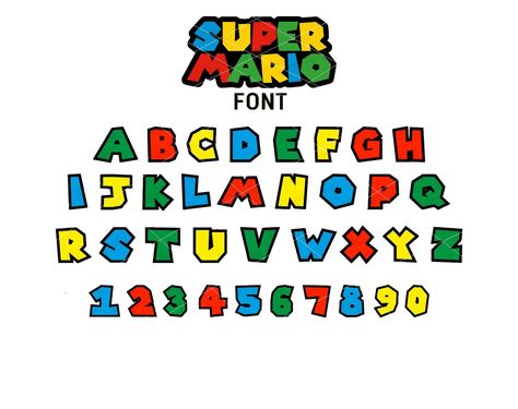 Super Mario Alphabet Letters, Super Mario Bros Font, Mario Lettering, Super Mario Letters, Mario Letters, Super Mario Alphabet, Mario Alphabet, Super Mario Font, Mario Font