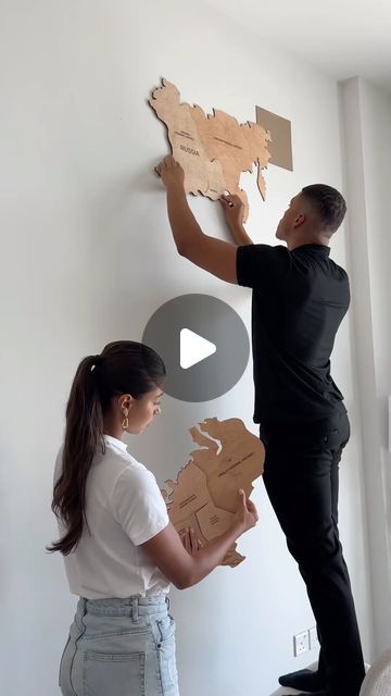 Dontai and Kaory on Instagram: "You guys know we LOVE to travel😍✈️🌏 we wanted something travel related that would fill the empty space behind our couch and we found this incredible wooden world map by @enjoythewood_ 🥰 this is a great way to track all the places we’ve traveled to and inspire us on where to go next, plus it’s a beautiful decor piece added to our home 😁 

Check out their site to see their different maps and sizes and make sure to use our discount code “DK15” when purchasing yours😍😍😍

*Sponsored" Travel Board Ideas, Travel Decor Ideas, Diy World Map Wall Art, Wooden World Map, World Map Travel, World Map Wall Art, Empty Spaces, Travel Maps, Travel Board