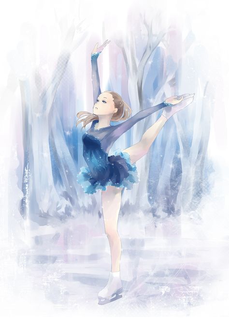 Ice Skating, Skating, Ballet, Anime, Blue, White