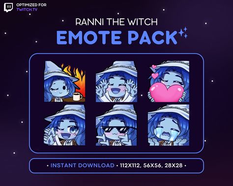 Ranni the Witch Twitch Emote Pack 6x - Ranni Elden Ring, Elden Ring Discord Emote, Streaming Asset, Sticker Emoji, Love, Fire, NPC, Blue Ranni The Witch, Twitch Streaming, Emote Twitch, Discord Emotes, Twitch Emotes, Elden Ring, Love Only, The Witch, Text You